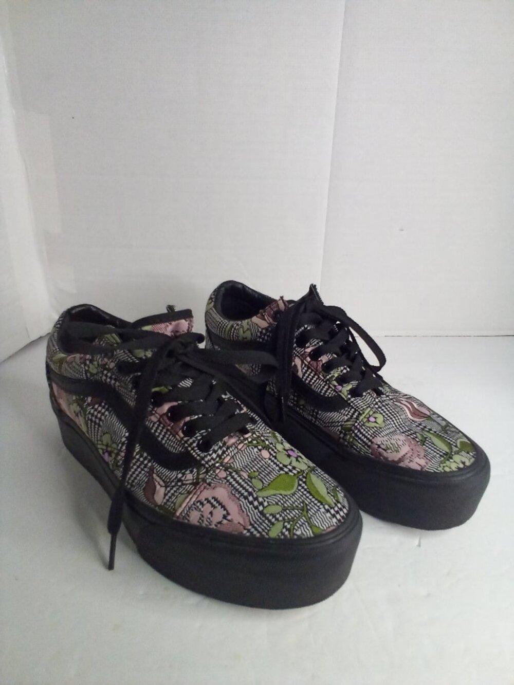 Vans Old Skool Stackform Shoes Women 8 Men 6.5 Tapestry Floral Lace Up Platform